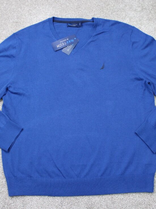 Nautica Other - Nautica Navtech Sweater NWT Mens XL Blue Limoges V-Neck Stretch L/S Pullover